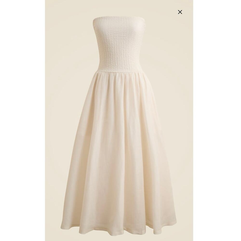 J.CREW Strapless Mixy Dress Summer Linen Cream Size Small NWT Minimalist Europe - Picture 13 of 13